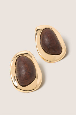 EVEREVE Women's Lana Wood Earrings, Gold | Evereve