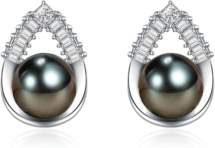 Gift for Wife -Tahitian Black/Freshwater Cultured-Pearl-Earrings-Gifts for Women Wedding Birthday... | Amazon (US)