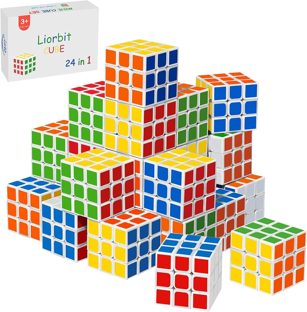 24 Pack Mini Puzzle Cubes Party Favors for Kids, 3x3 Mini Magic Cube Puzzle Prize Set for Kids Sc... | Amazon (US)