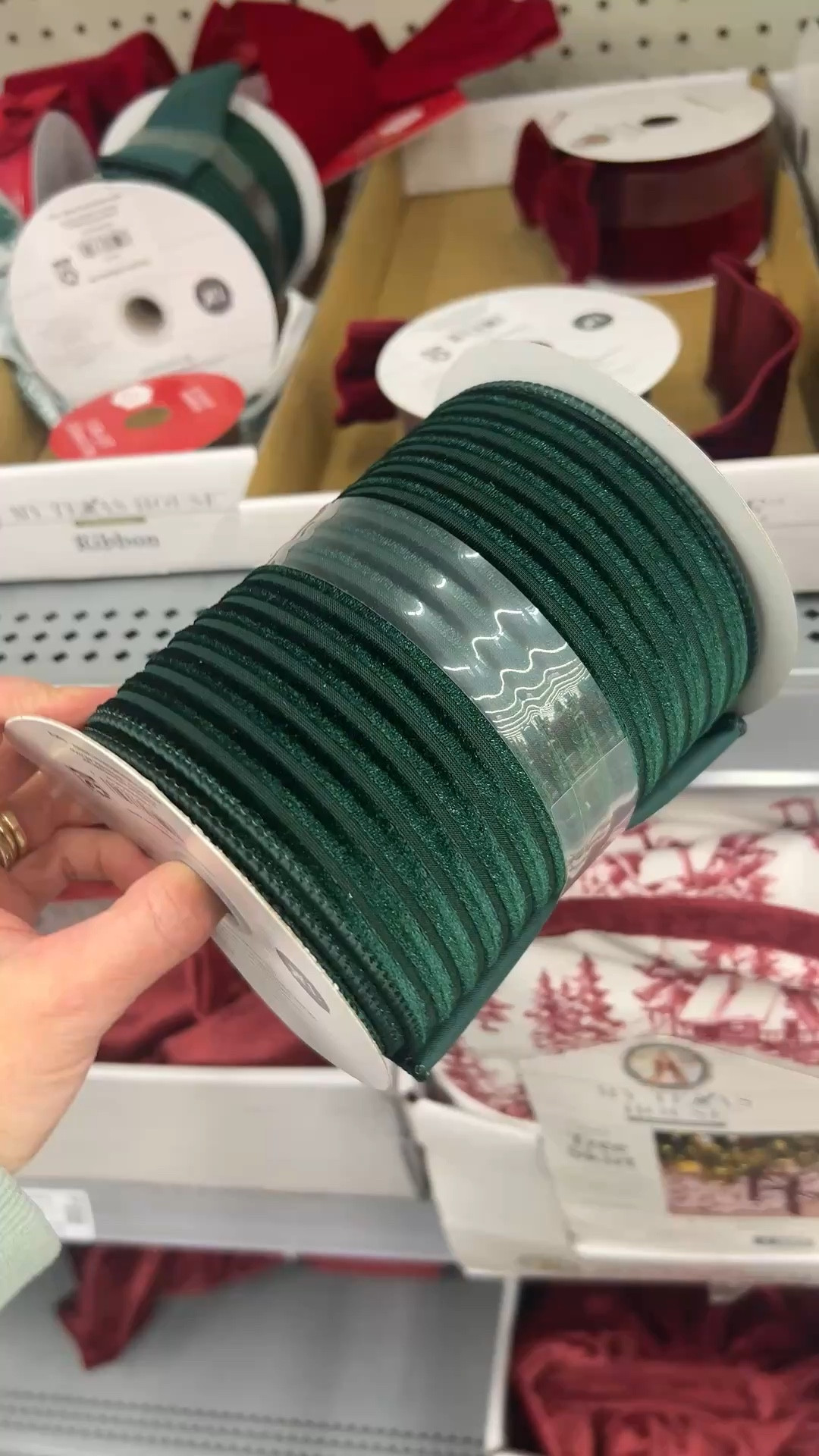 Trading out the basic ribbons for this lush green velvet this year. It makes everything look way more expensive but it's still easy to tie!
holiday ribbons, christmas decor, deck the halls, mantel styling, wreath making, gift wrap goals, craft supplies, christmas dree decorating

#LTKFindsUnder50 #LTKHome #LTKSeasonal