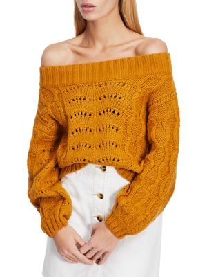 Miss Selfridge - Cable-Knit Off-The-Shoulder Sweater | Lord & Taylor