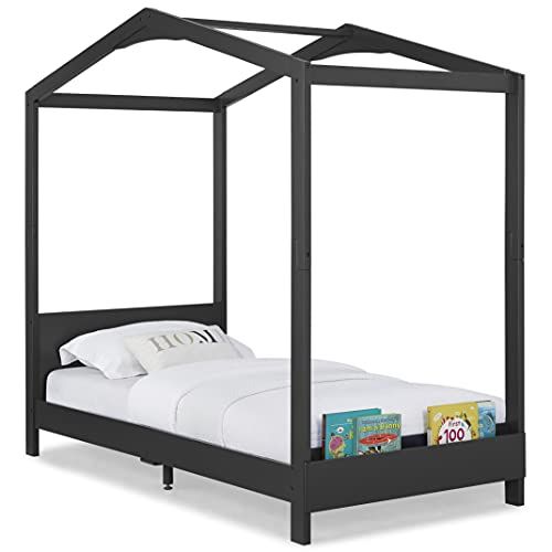 Delta Children Poppy House Wood Twin Bed, Platform Bed - No Box Spring Needed, Midnight Grey | Amazon (US)