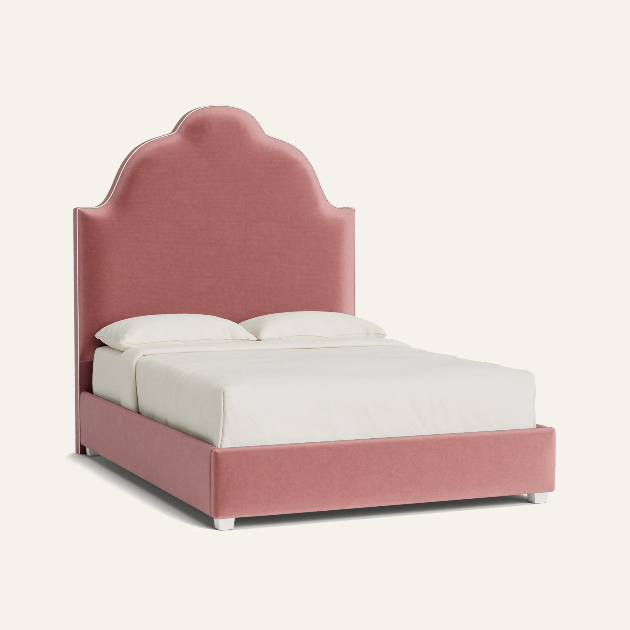 Pink Velvet Curved Bed Frame: Quartz Velvet | Pepper Home