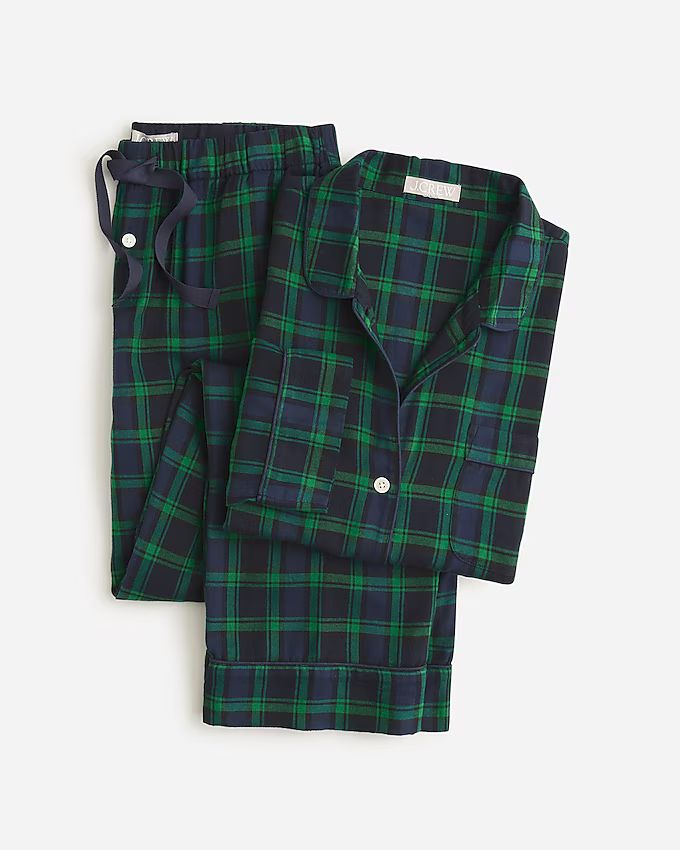 Flannel long-sleeve pajama pant set in Black Watch tartan | J. Crew US