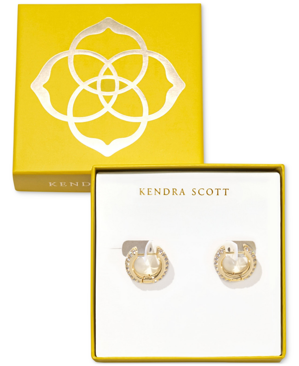 Kendra Scott 14k Gold-Plated Small Pave Huggie Hoop Earrings, 0.62" - Gold Metal | Macy's