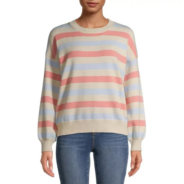 Dreamers by Debut Women's Striped Puff Sleeve Sweater | Walmart (US)
