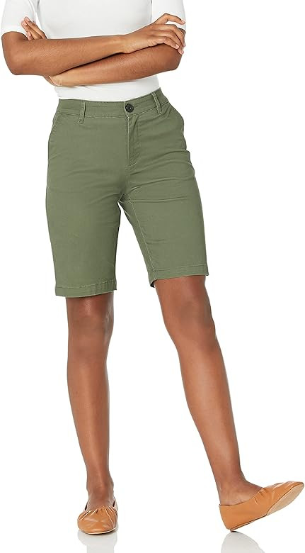 Amazon Essentials Women's Mid-Rise Slim-Fit 10" Inseam Bermuda Khaki Short | Amazon (US)
