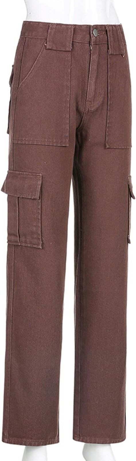 Yesunpxs Women's Mid Waist Cargo Pant Elastic Waist Ruched Hiking Pants Multiple Pockets Hippie C... | Amazon (US)