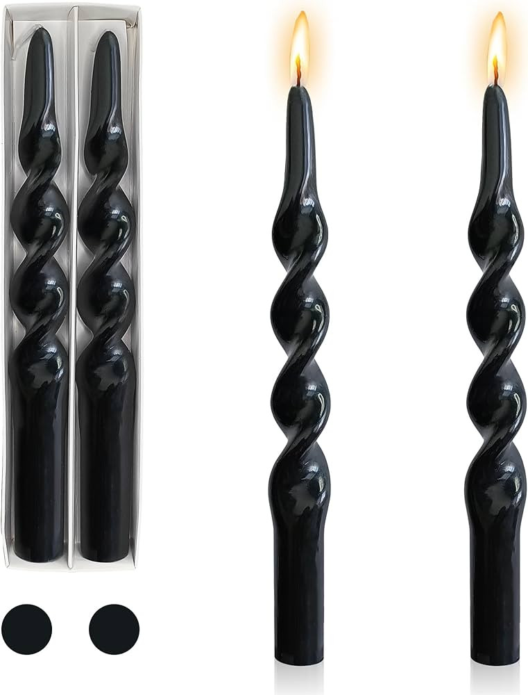 Black Candle Sticks Tapered Candles - 2pcs Tall Twist Candlesticks Long Spiral Taper Candle Relig... | Amazon (US)