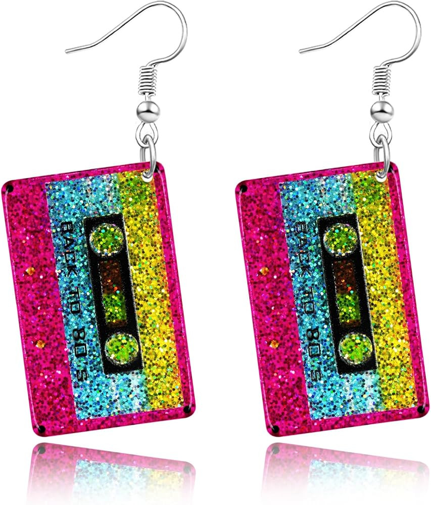 80s 90s Earrings for Women Colorful Lightning Acrylic Drop Earrings Neon Earrings Bulk for 80's 9... | Amazon (US)