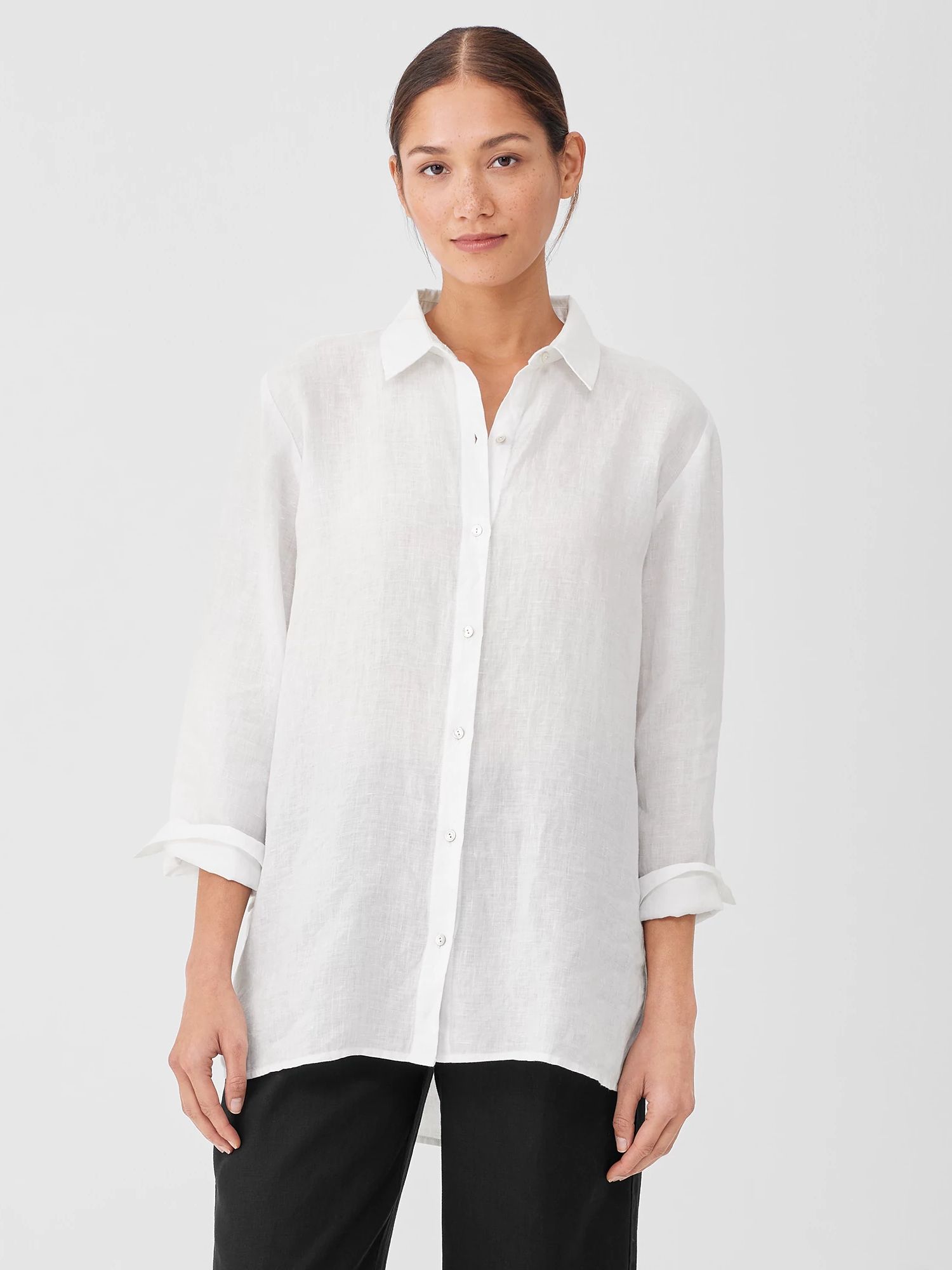 Handkerchief Linen Classic Collar Shirt | Eileen Fisher