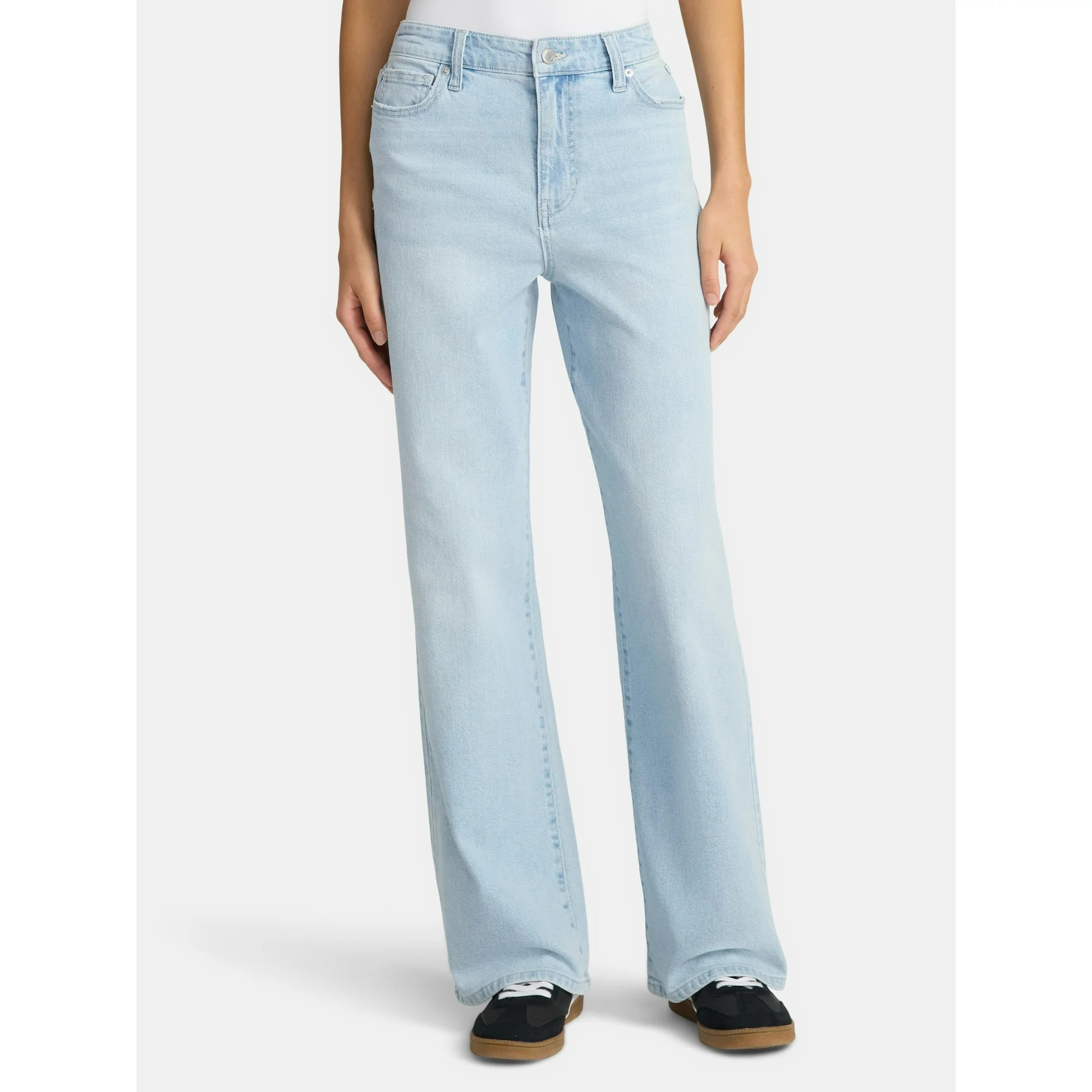 No Boundaries High Rise Baggy Wide Leg Jeans, 32'' Inseam, Women’s and Women's Plus | Walmart (US)