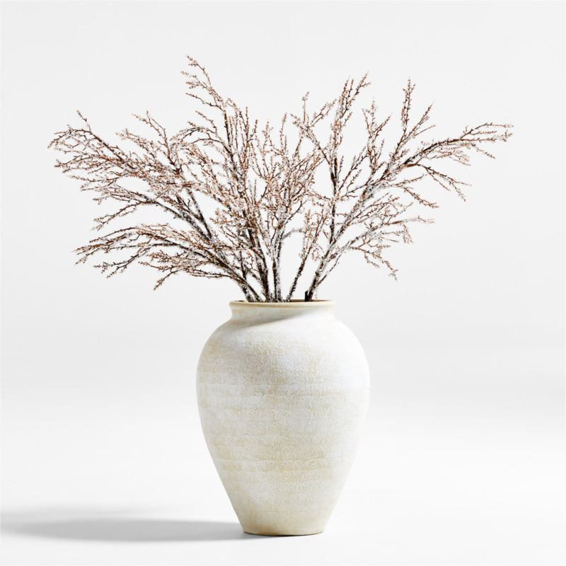 Faux Frosted Branch Arrangement in Ophelia Matte Large White Vase | Crate & Barrel | Crate & Barrel