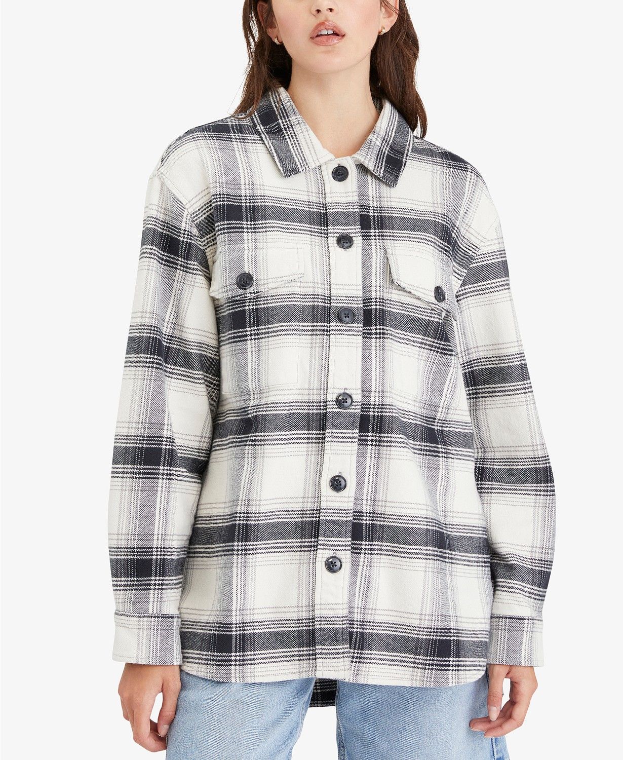 Sanctuary Cotton Plaid Shirt Jacket & Reviews - Jackets & Blazers - Women - Macy's | Macys (US)