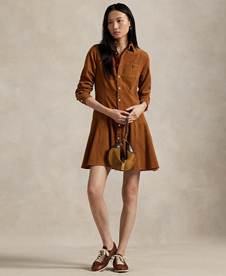 Women's Cotton Corduroy A-Line Shirtdress | Macy's