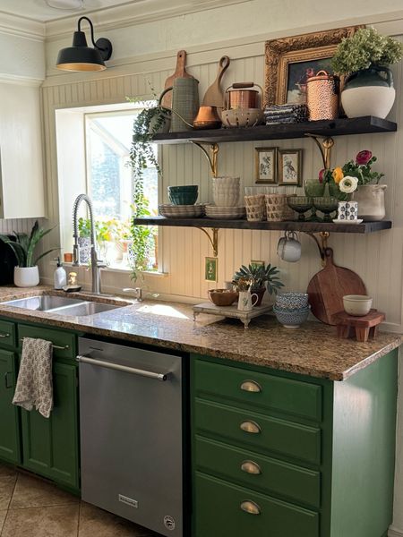 Kitchen open shelving ideas and inspo, brass shelf brackets, brass gold electrical outlets, scallop dishes, kitchen accessories, kitchen decor and styling, salt and pepper shakers, wood cutting board

#LTKhome #LTKfindsunder50 #LTKSeasonal
