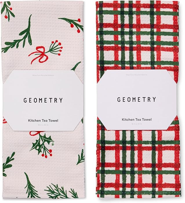 GEOMETRY Christmas Kitchen Towels - Quick Dry Microfiber Cloth Dish Towels for Kitchen Drying - P... | Amazon (US)
