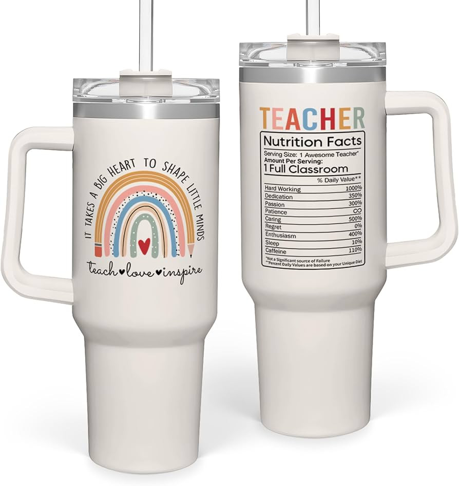 SANDJEST Teacher Appreciation Gifts - It Takes a Big Heart 40oz Stainless Steel Tumbler with Hand... | Amazon (US)