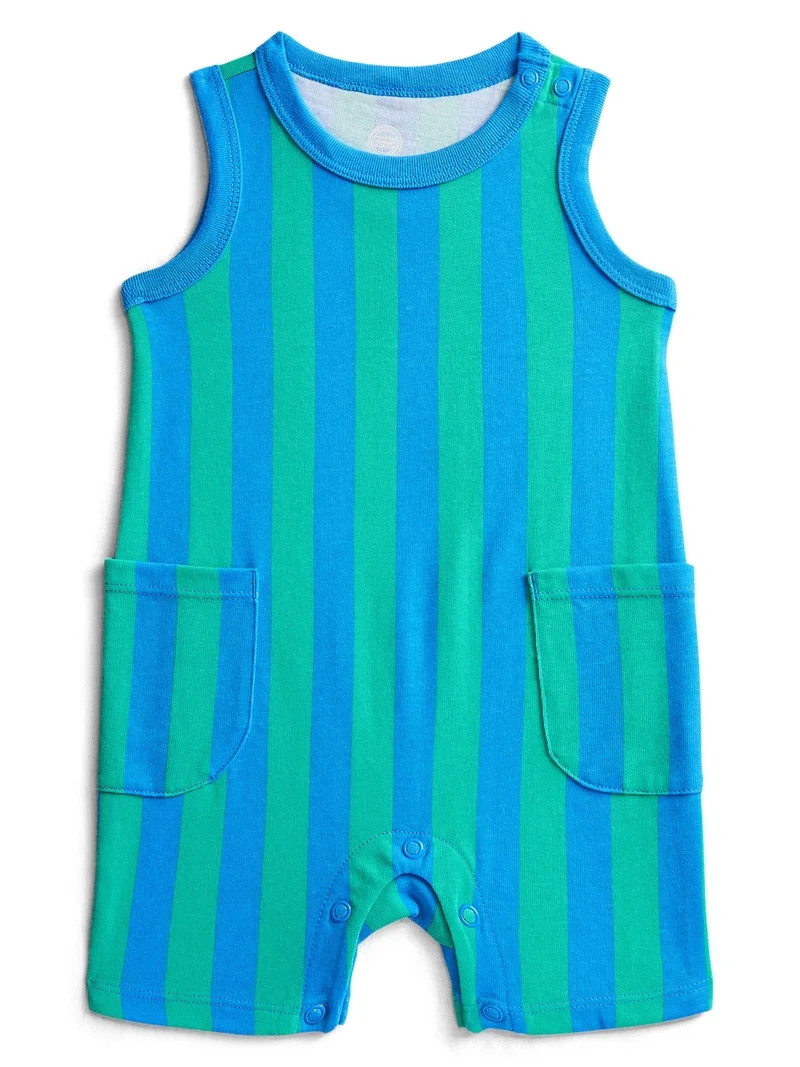Wonder Nation Baby Boys' Striped Tank Romper, Sizes 0M-24M | Walmart (US)