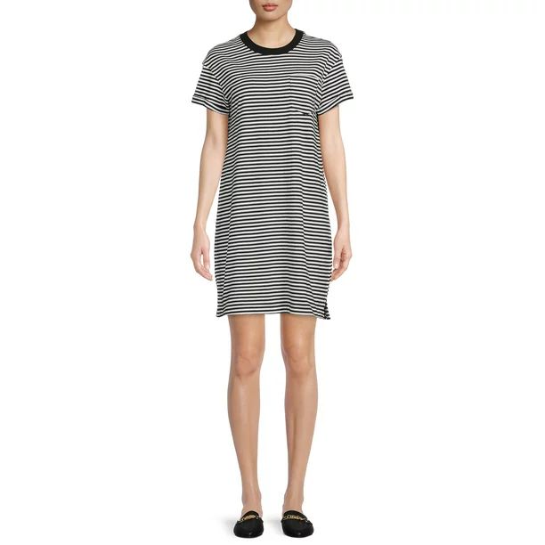 Time and Tru Women's Knee Length T-Shirt Dress with Chest Pocket - Walmart.com | Walmart (US)