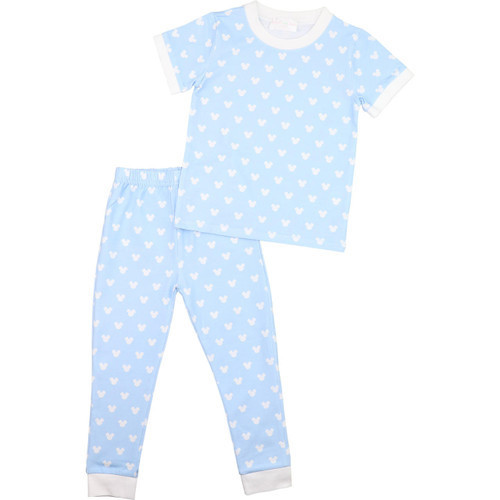 Blue Mouse Ears Print Knit Pajamas | Cecil and Lou