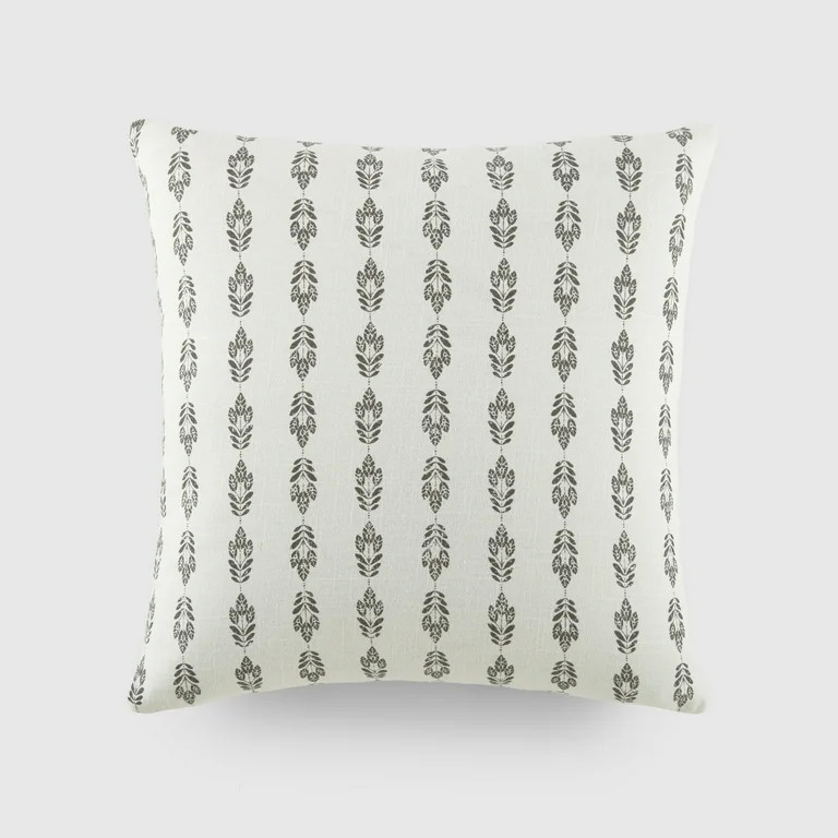 Noble Linens Elegant Cotton Decor Throw Pillow in Folk Leaves Pattern - Walmart.com | Walmart (US)