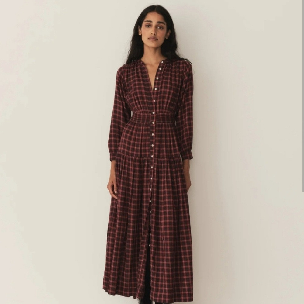 Doen Burgundy Plaid Maxi Dress sz XS | Poshmark