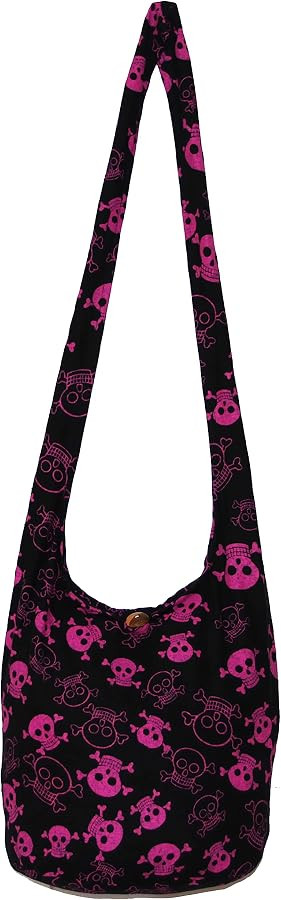 Skull Bohemian Boho Hobo Hippie Gothic Crossbody Bag Purse 33" Black | Amazon (US)