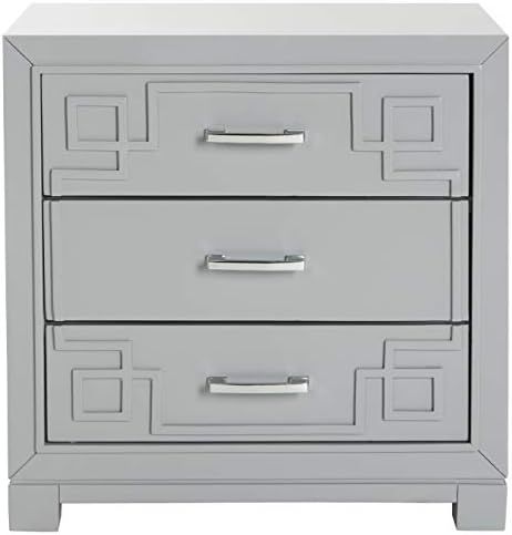 Safavieh Home Collection Raina Grey 3-Drawer Greek Key Nightstand | Amazon (US)