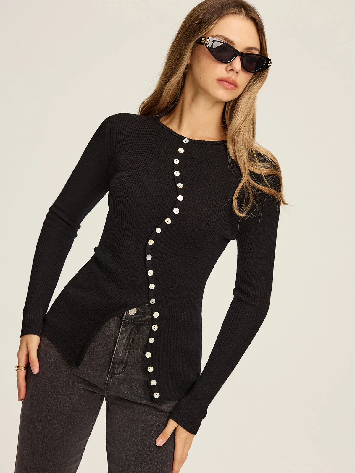 Asymmetric Button-Down Cardigan | Commense