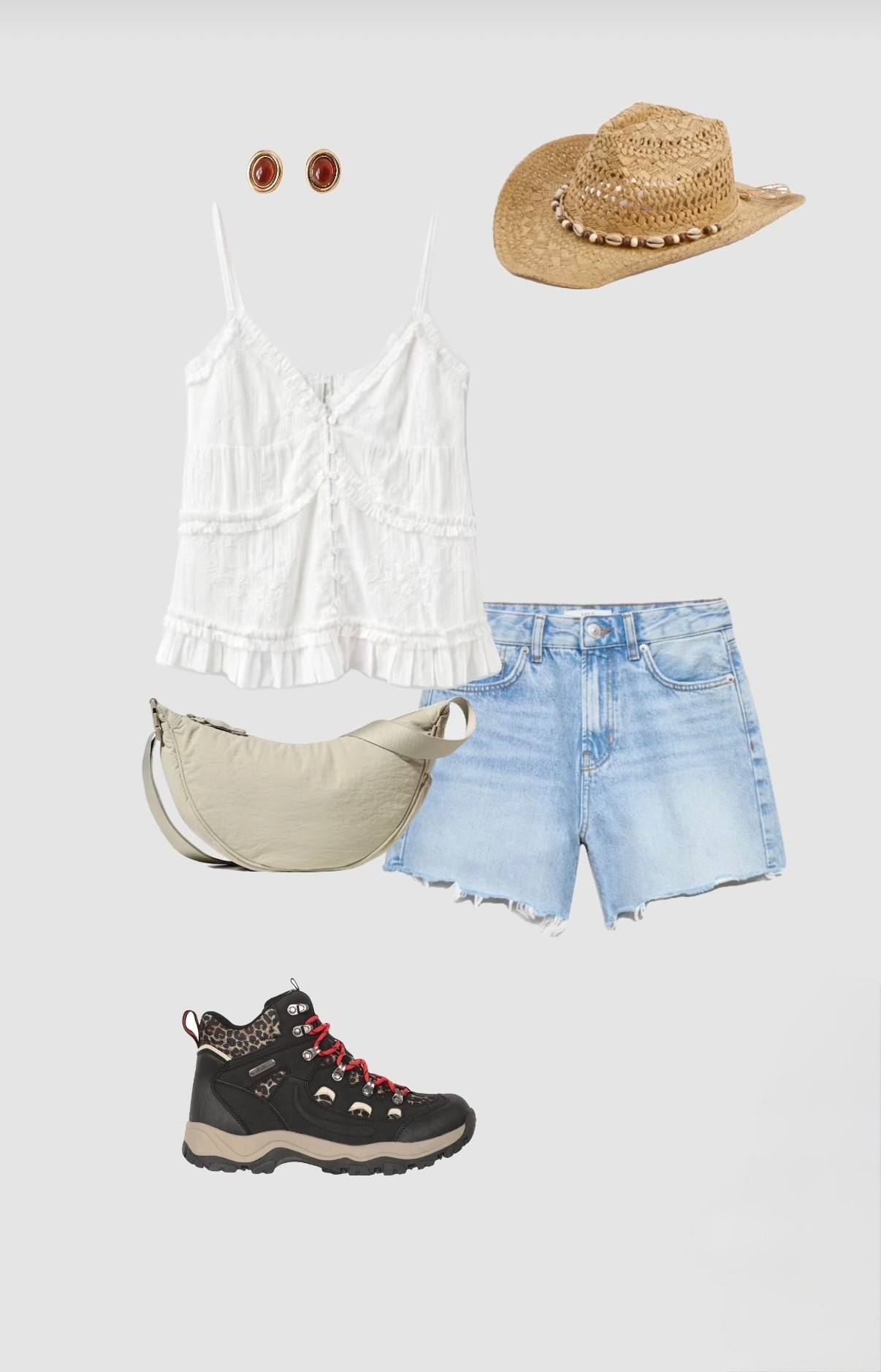 Use code JESSIEFIR for extra £££ off Boohoo 

Summer music festival outfit 

• walking boots comfy shoes festival outfits uk concert outfit reading Leeds board masters bst Hyde park rave party outfits 2026 embroidered white boho style cami top high waisted denim blue mom shorts leopard print boots cream neutral crossbody bag  •

#LTKuk #LTKsummer #LTKfestival