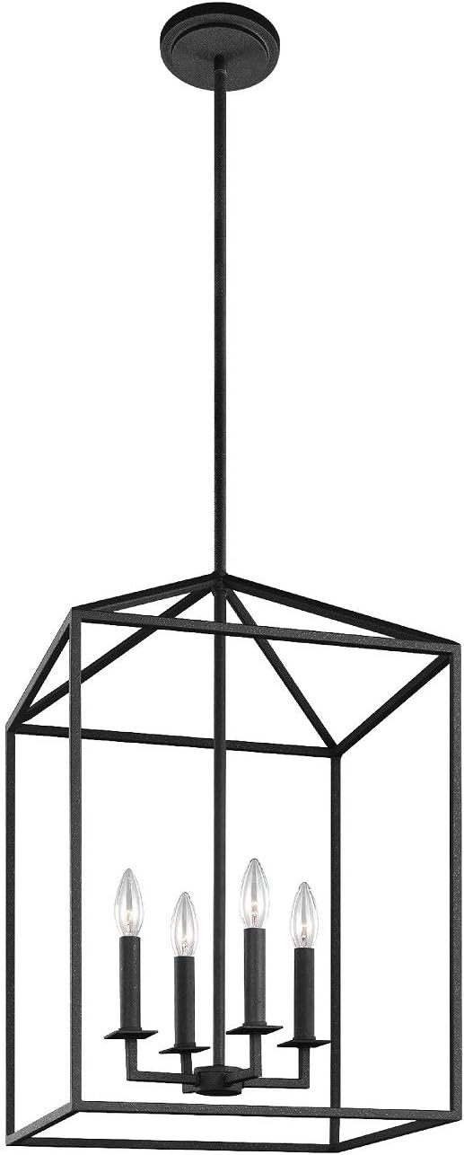 Sea Gull Lighting 5115004-839 Perryton Medium Four-Light Hall/Foyer Hanging Modern Fixture, Black... | Amazon (US)