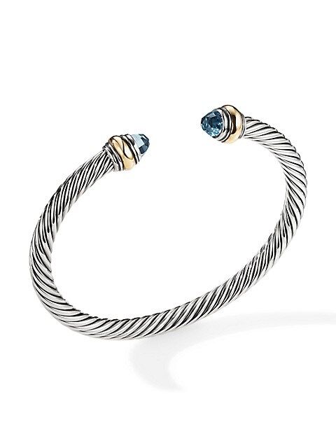 Cable Classics Bracelet With Blue Topaz & 14K Yellow Gold | Saks Fifth Avenue