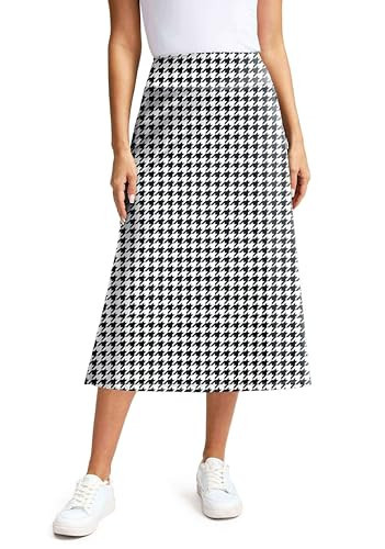 Viodia Womens Midi Skirt with 4 Pockets Modest Skorts Skirts with Shorts High Waisted Long Skorts for Women Dressy Casual Houndstooth XXL | Amazon (US)