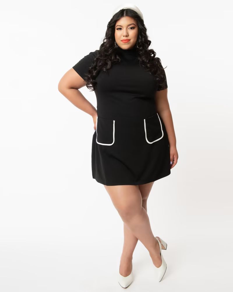 Smak Parlour Plus Size Black Mock Turtleneck Wave Maker Dress | Dia&Co | Dia & Co
