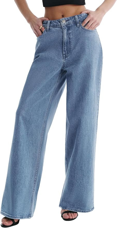 Women's Adjustable Wasit Wide Leg Jeans Baggy High Waisted Jeans Y2K Casual Trendy Denim Pants | Amazon (US)