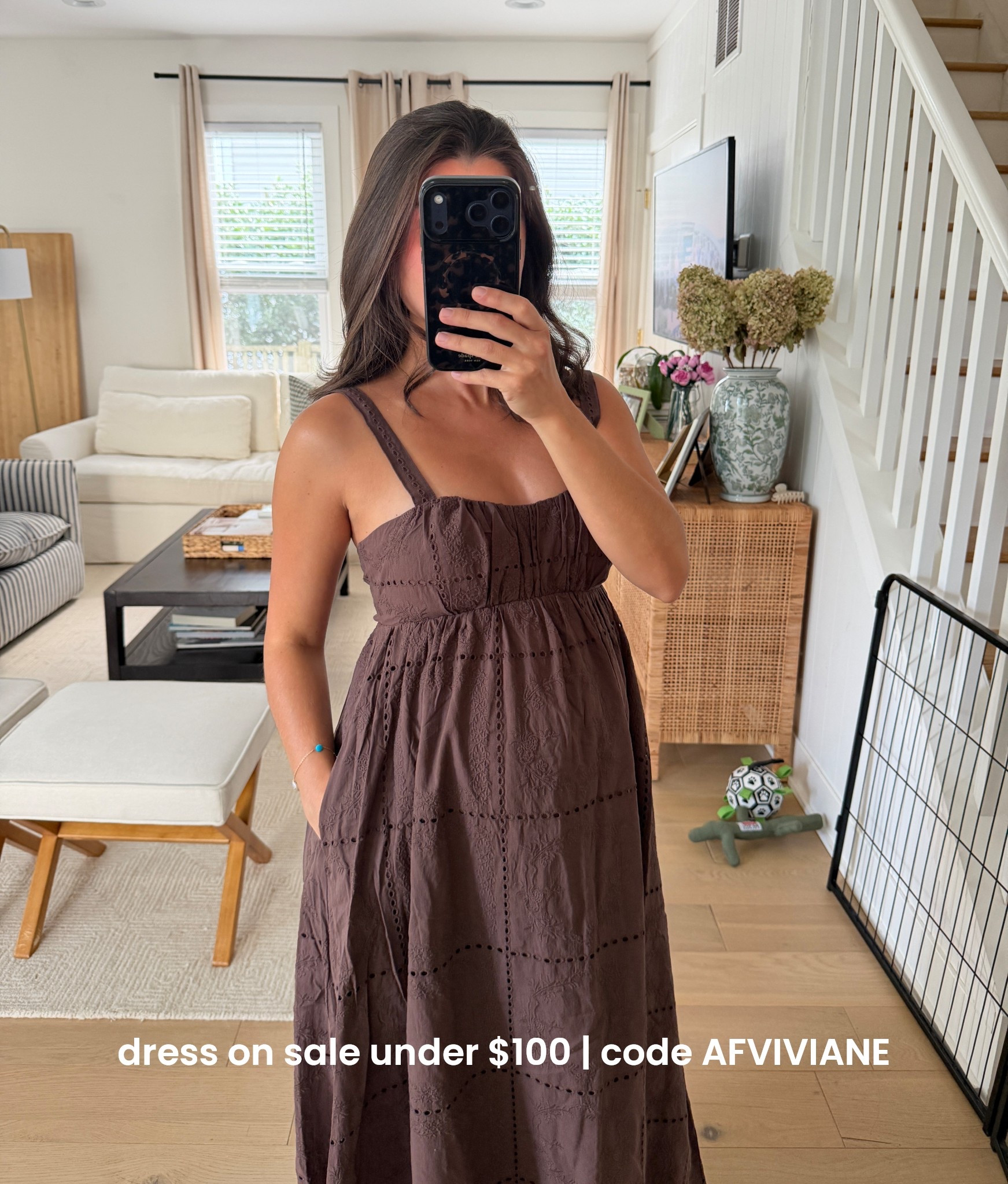 [7/16/26] 100% cotton dress under $100 | my @abercrombie code is live! Currently 20% off almost everything + use code AFVIVIANE to get an additional 15% off almost everything in stores and online at checkout from July 16, 2026 to July 20, 2026 in US/CA. Exclusions apply. See details online. This dress is so good + 100% cotton! Comes in white as well. I’m wearing small petite at 32 weeks pregnant!

#LTKBump #LTKSaleAlert #LTKPetite