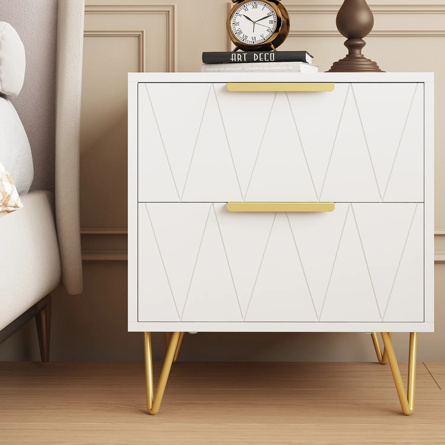 Behost White Nightstand for Bedroom,Modern 2 Drawer Nightstand with Storage | Walmart (US)