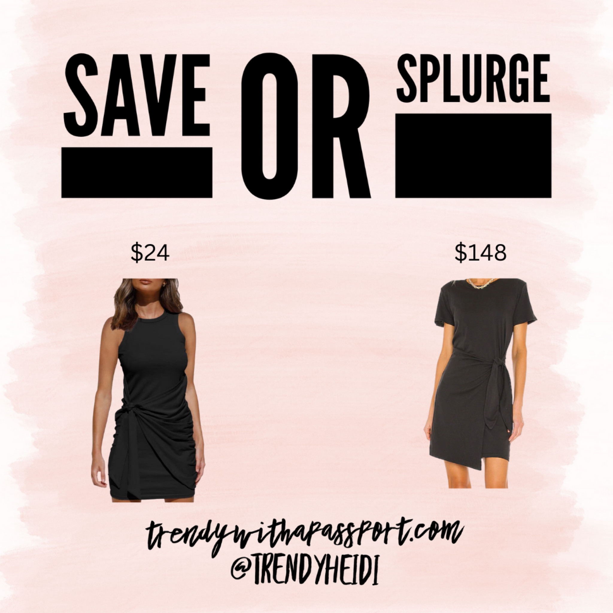 Save or splurge, save splurge, #trendyheidi #revolveme #revolve #amazondupe #amazon #lbd #thisorthat 

#LTKGiftGuide #LTKitbag #LTKunder50