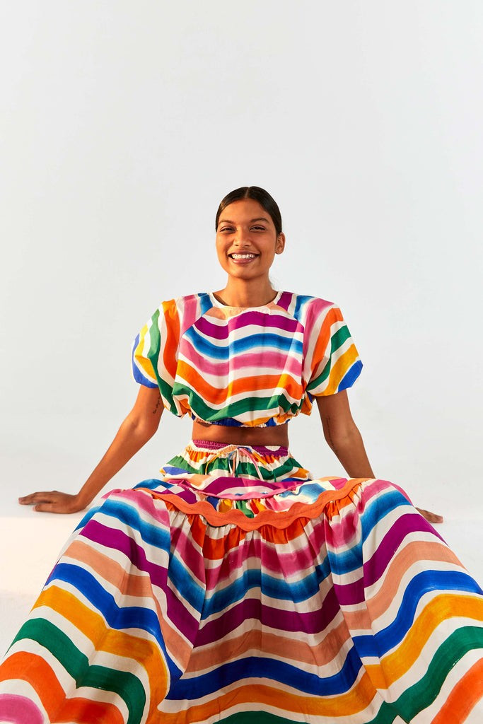 DANCING STRIPES MAXI SKIRT | FarmRio (US)