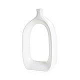 Torre & Tagus Open 16" White Ceramic Oval Vase with Hole in Middle and Narrow Neck, Modern Minima... | Amazon (US)