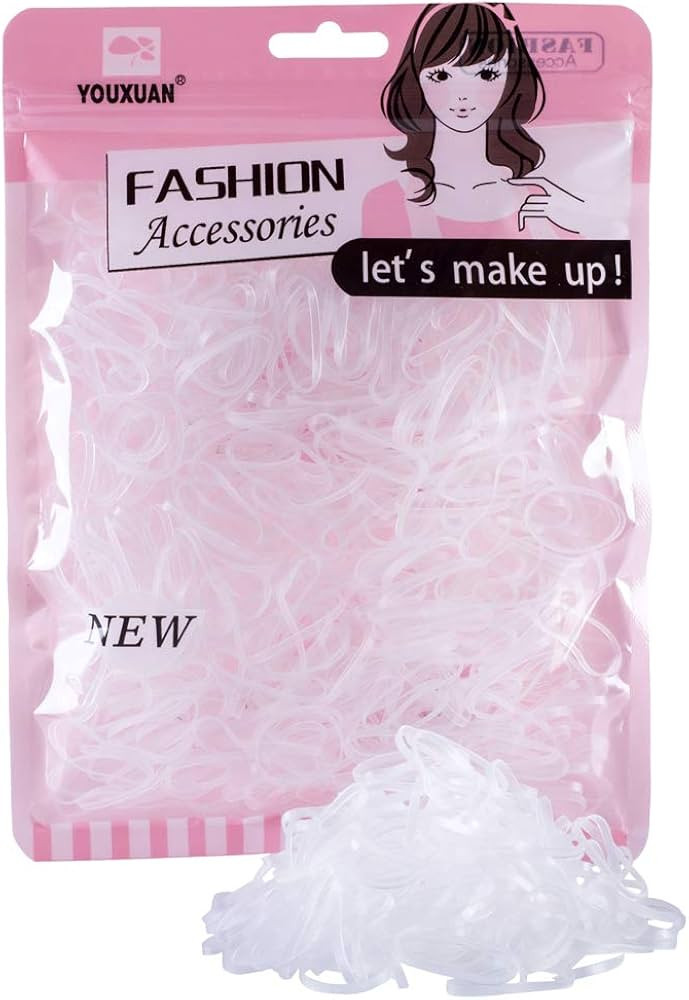 Youxuan 600-Pack Elastic Hair Ties Non-slip Rubber Hair Bands for Girls, Clear, Large Size | Amazon (US)