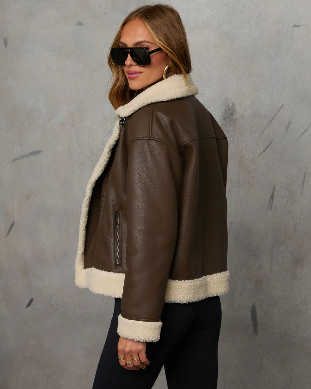 Rochester Leather Sherpa Trim Coat | VICI