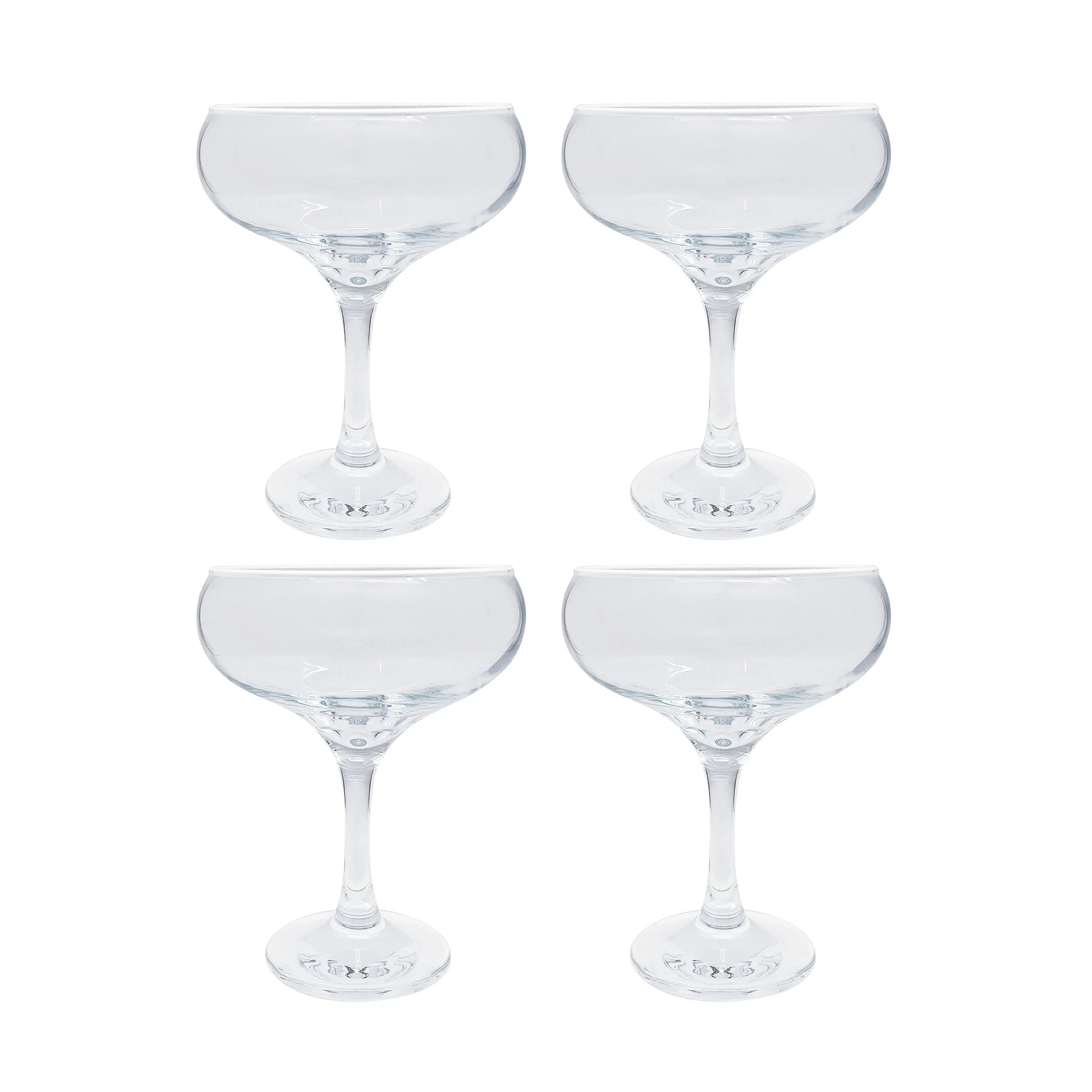 Fine Line Clear with White Rim Coupe Set of 4 | Mariposa