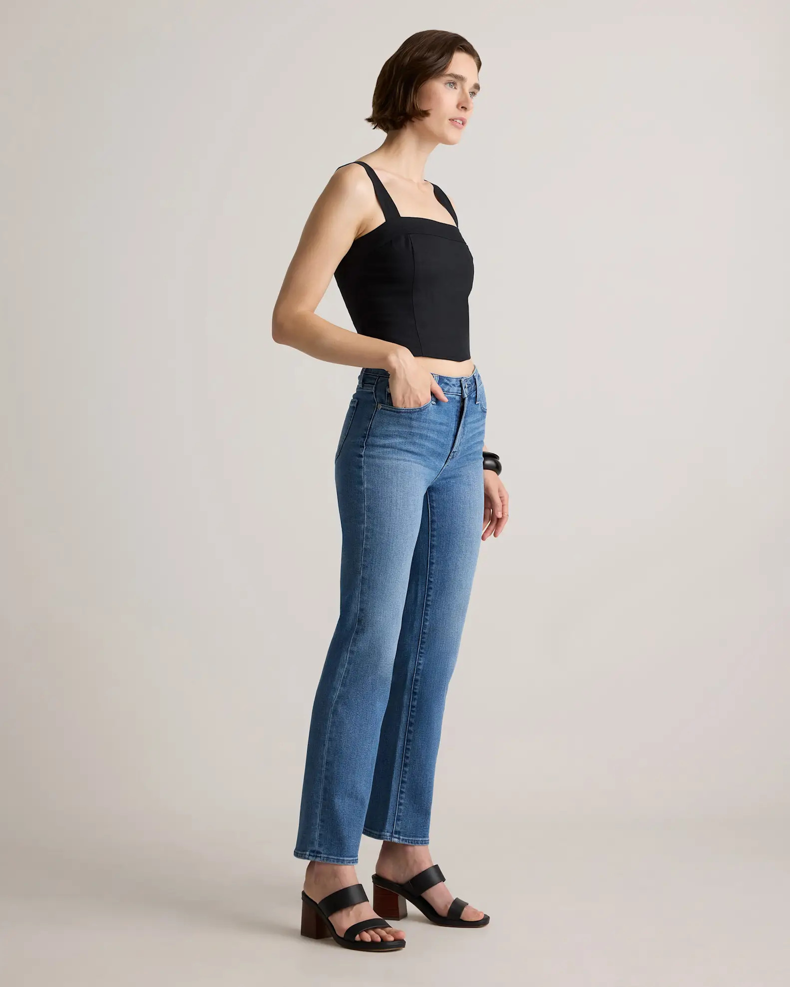 Bella Stretch Straight Jeans in Seaside Blue | Quince