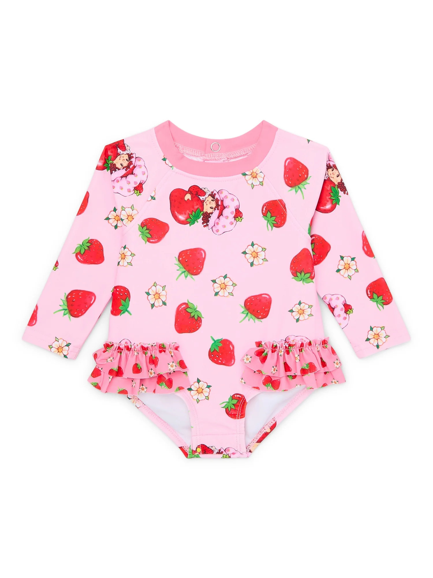 Character Baby Girl Long- Sleeve Ruffle Rash Guard Swimsuit, One- Piece, Sizes 0M-12M | Walmart (US)