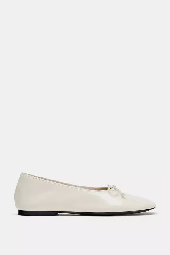 LIMITED EDITION LEATHER BALLERINAS WITH BOW | Zara UK