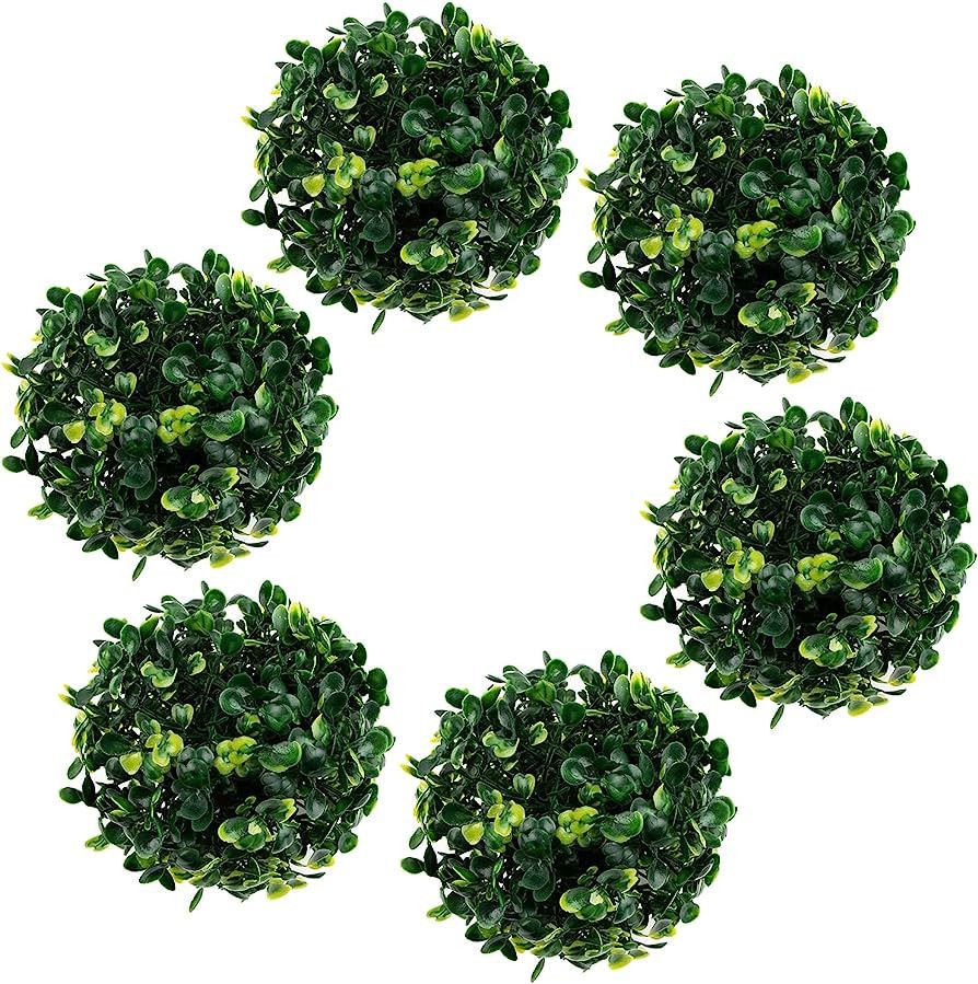 Azure Zone, Pack of 6 4" Artificial Boxwood Topiary Ball Green Plant Balls Decorative Greenery Fi... | Amazon (US)