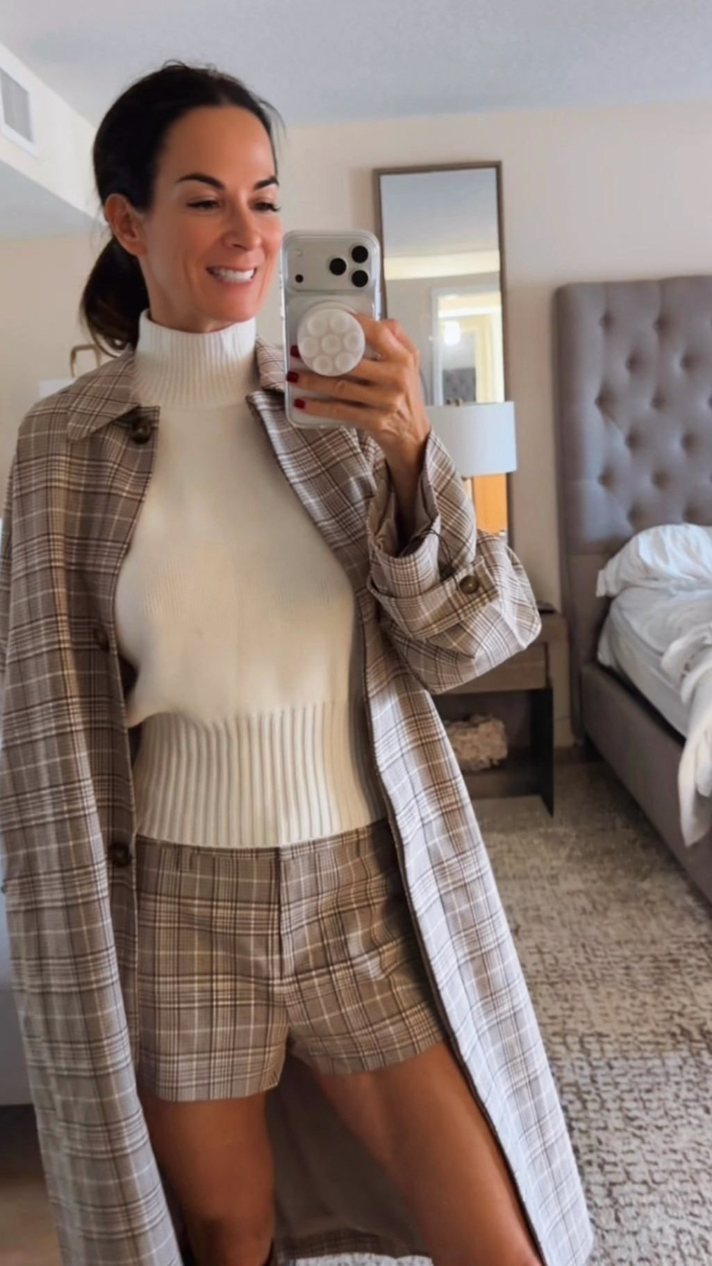 Fall plaid with a little leg. 🤎 This matching coat-and-shorts set is such a chic fall statement paired with an ivory turtleneck and tall chocolate-brown boots. Wear the pieces together or mix them into your wardrobe separately!

✨

#FallStyle #PlaidOutfit #MatchingSet #FallOutfitIdeas #TallBoots #NeutralStyle #Over40Style #FashionOver40 #NicoleColee

#LTKdayinmylife #LTKgrwm #LTKootd