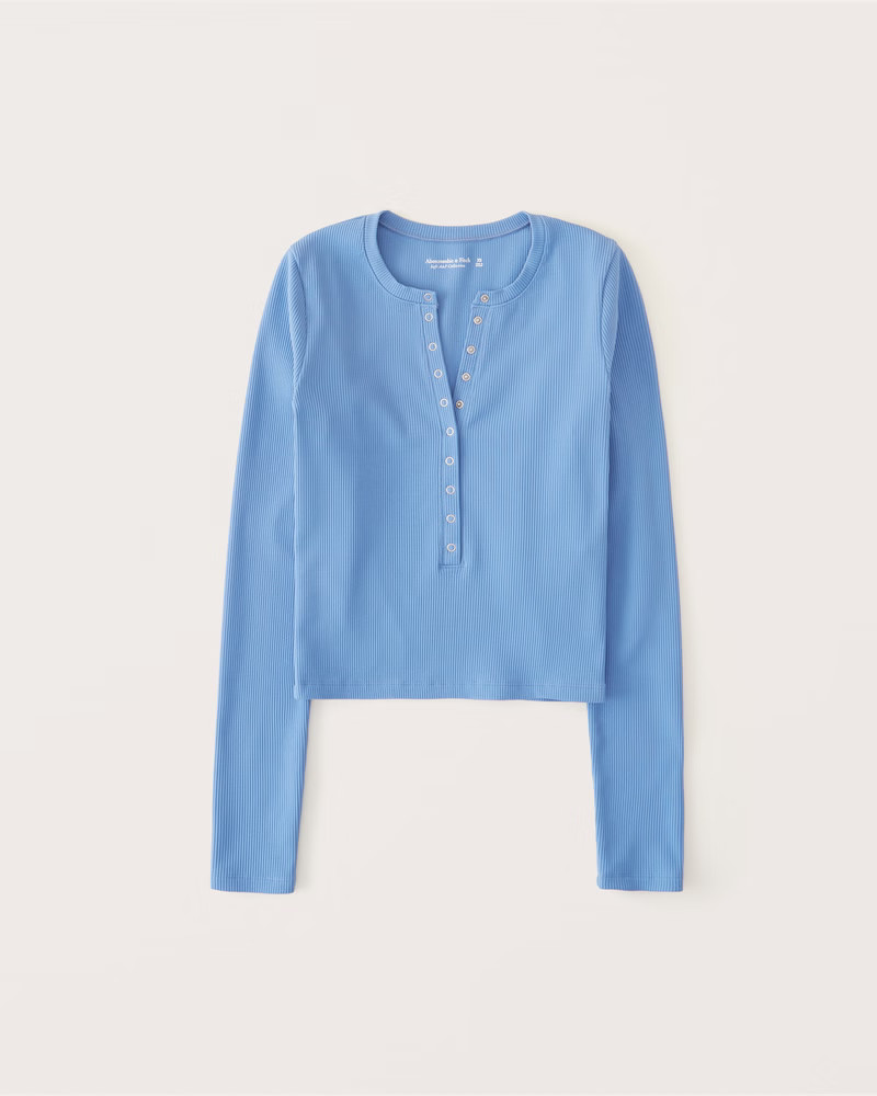 Women's Long-Sleeve Seamless Rib Fabric Henley | Women's Tops | Abercrombie.com | Abercrombie & Fitch (US)